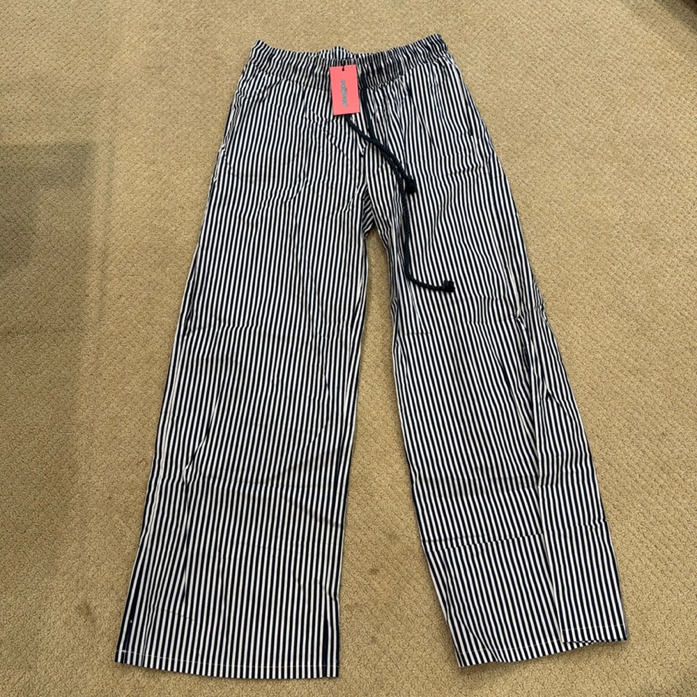 Edited seaside striped wide leg pants